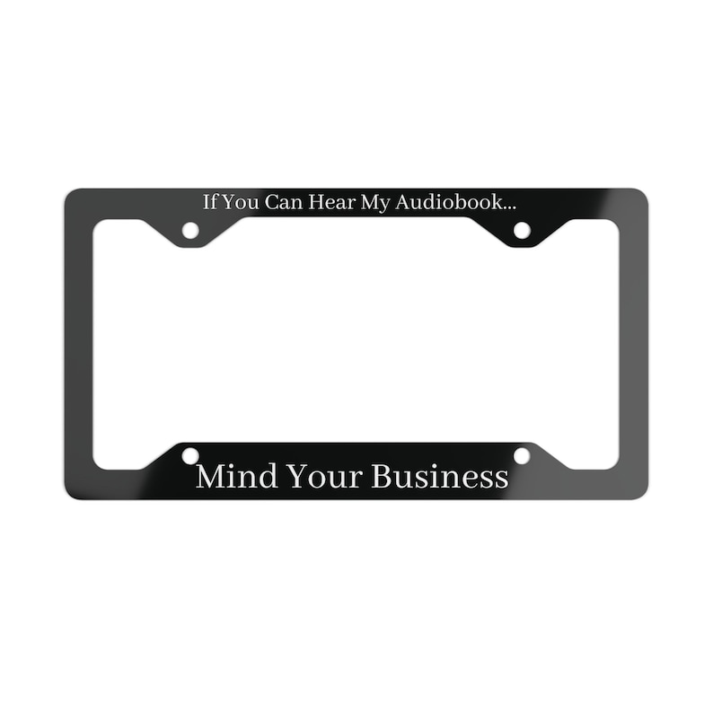 Cadre de plaque d'immatriculation en métal rat de bibliothèque, accessoire de voiture pour amateur de livres audio, cadeau club de lecture pour adultes, support de plaque fantaisie littéraire amusant, livresque image 1
