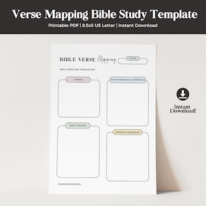 Bible Verse Mapping Template,  Bible Study Template, Christian Bible Verse Study, Bible Study Printable, Bible Study GoodNotes Template
