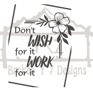 Don&#39;t wish for it work for it. Motivational, encouraging,