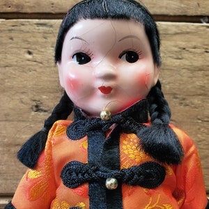 Vintage Hand Painted Composition Chinese Doll