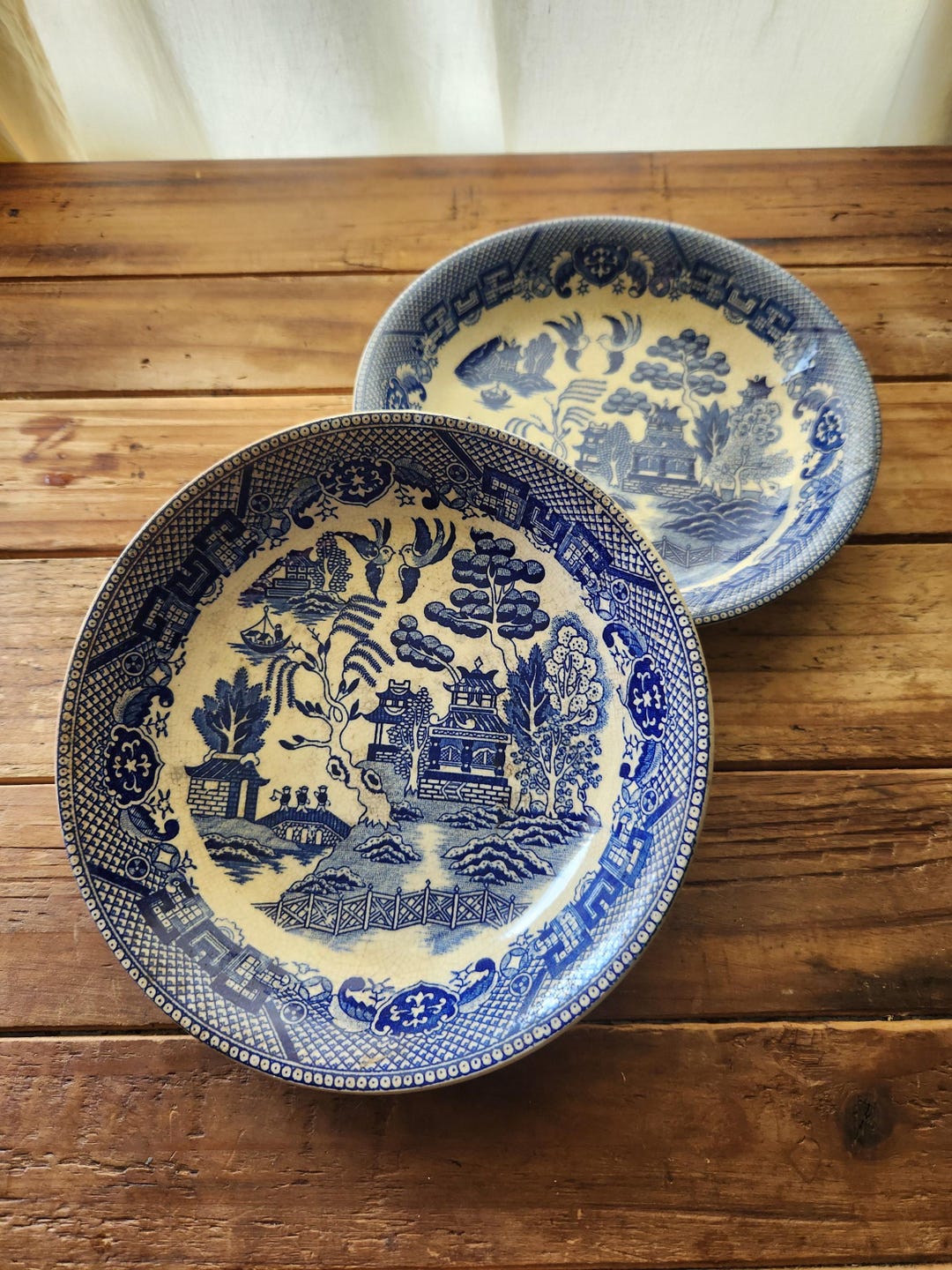 Vintage Porcelain Set of Two Transor Ware Japan Blue Williow Soup Bowls ...