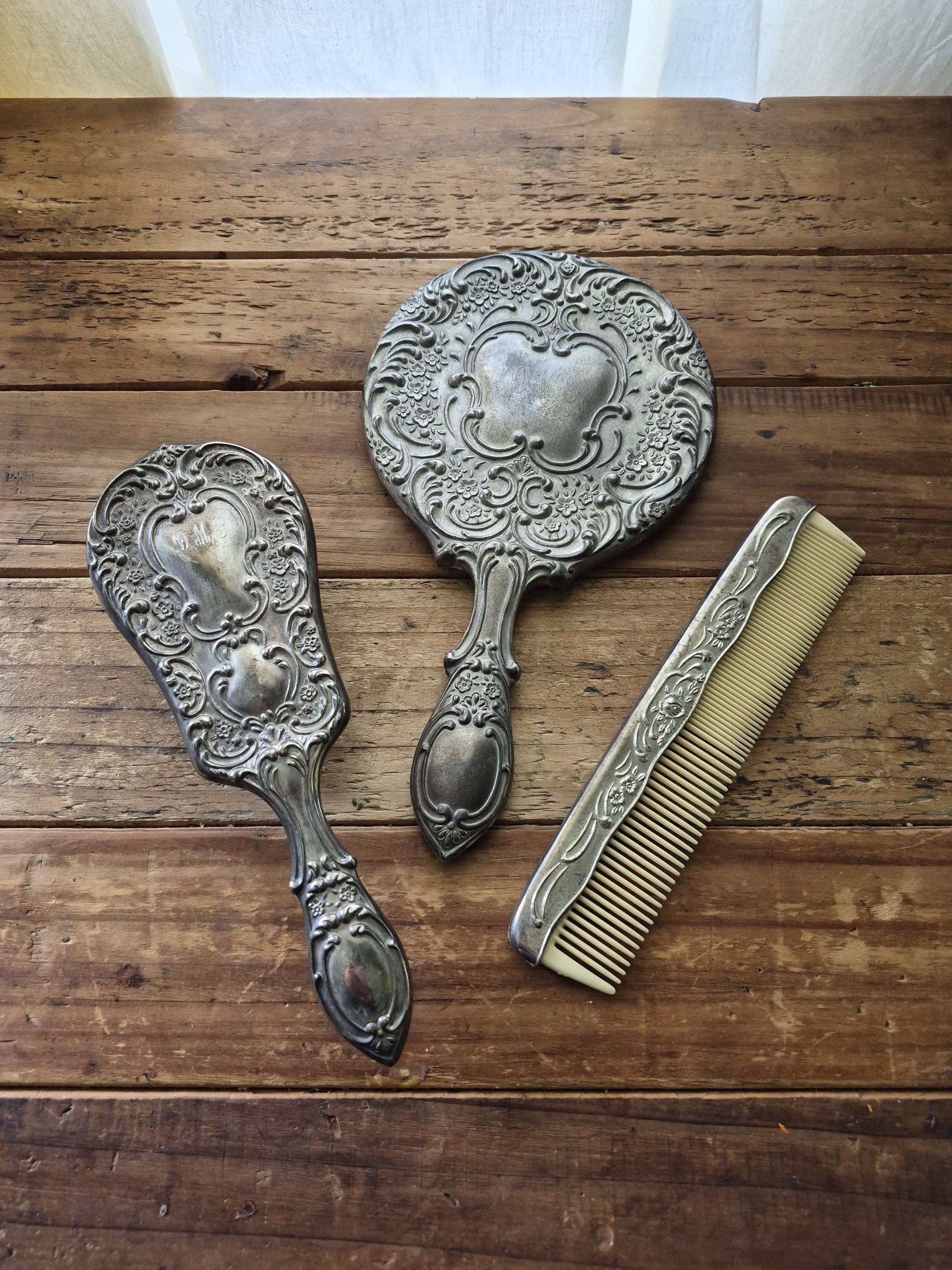 Comb and brush mirror set antique - Etsy 日本