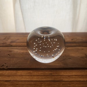 Vintage Clear Blown Glass Controlled Bubble Paperweight