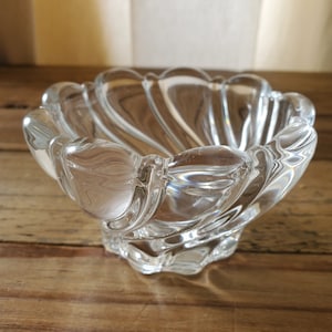 Vintage Swirled Clear Glass Mikasa Peppermint Votive Candle Holder Trinket Dish