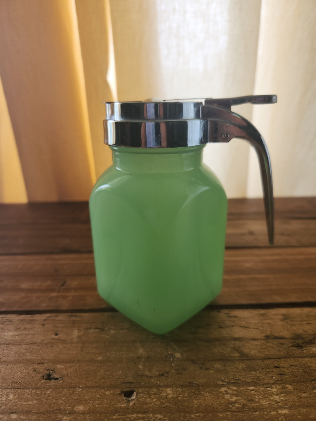 Retro Green Jadeite Tablecraft Glass Syrup Dispenser Etsy