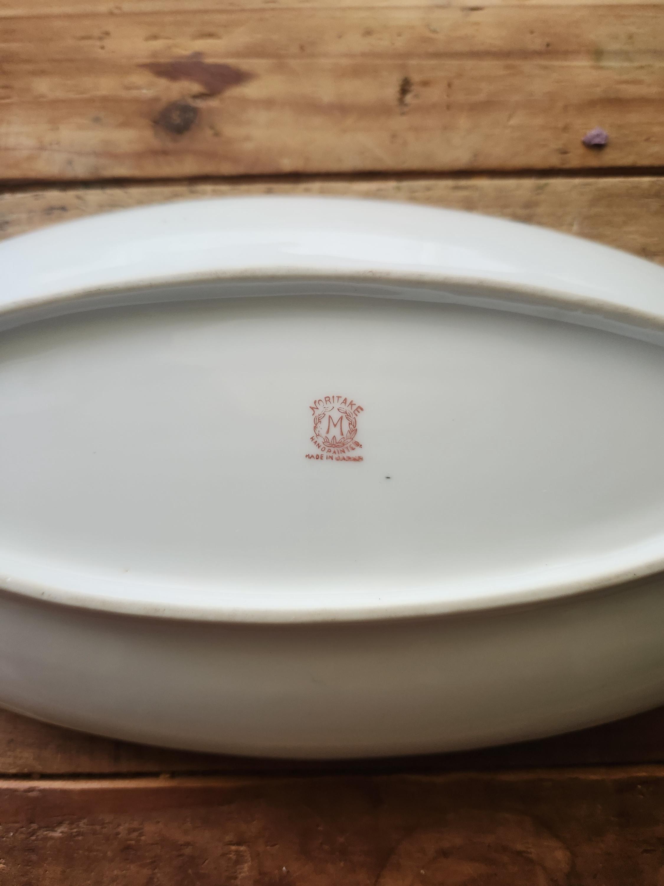 ヴィンテージ ノリタケ ブルー ラスターウェア＆フルーツ ロング