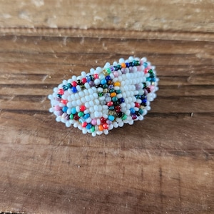 Vintage Boho Artisan Made Seed Bead Leather Mini Butterfly Hair Barrette
