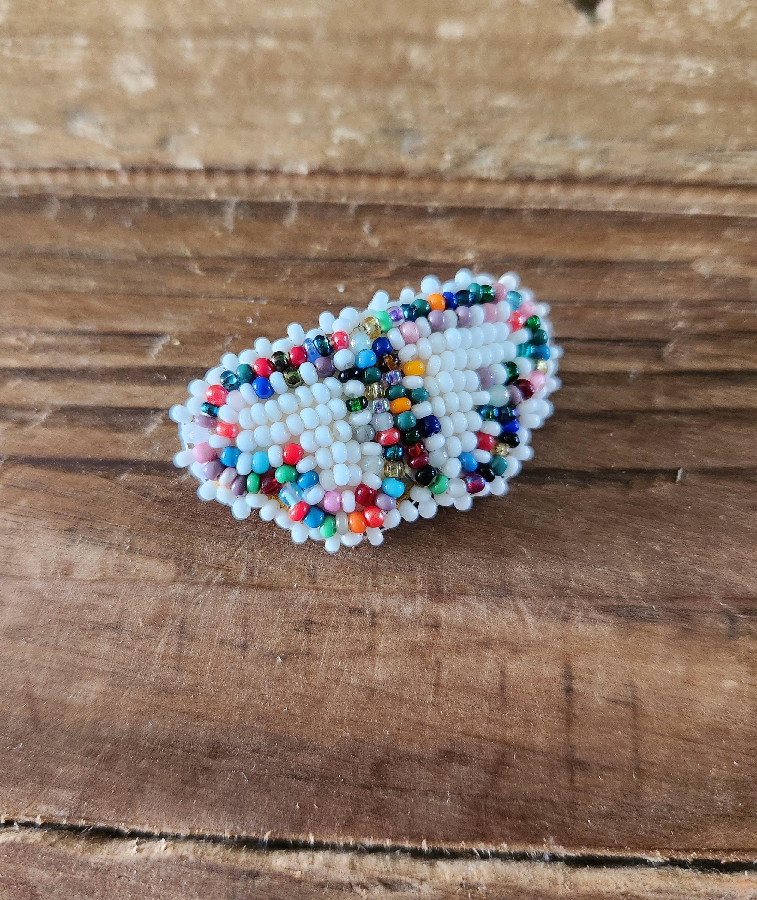 Vintage Boho Artisan Made Seed Bead Leather Mini Butterfly  display picture 2