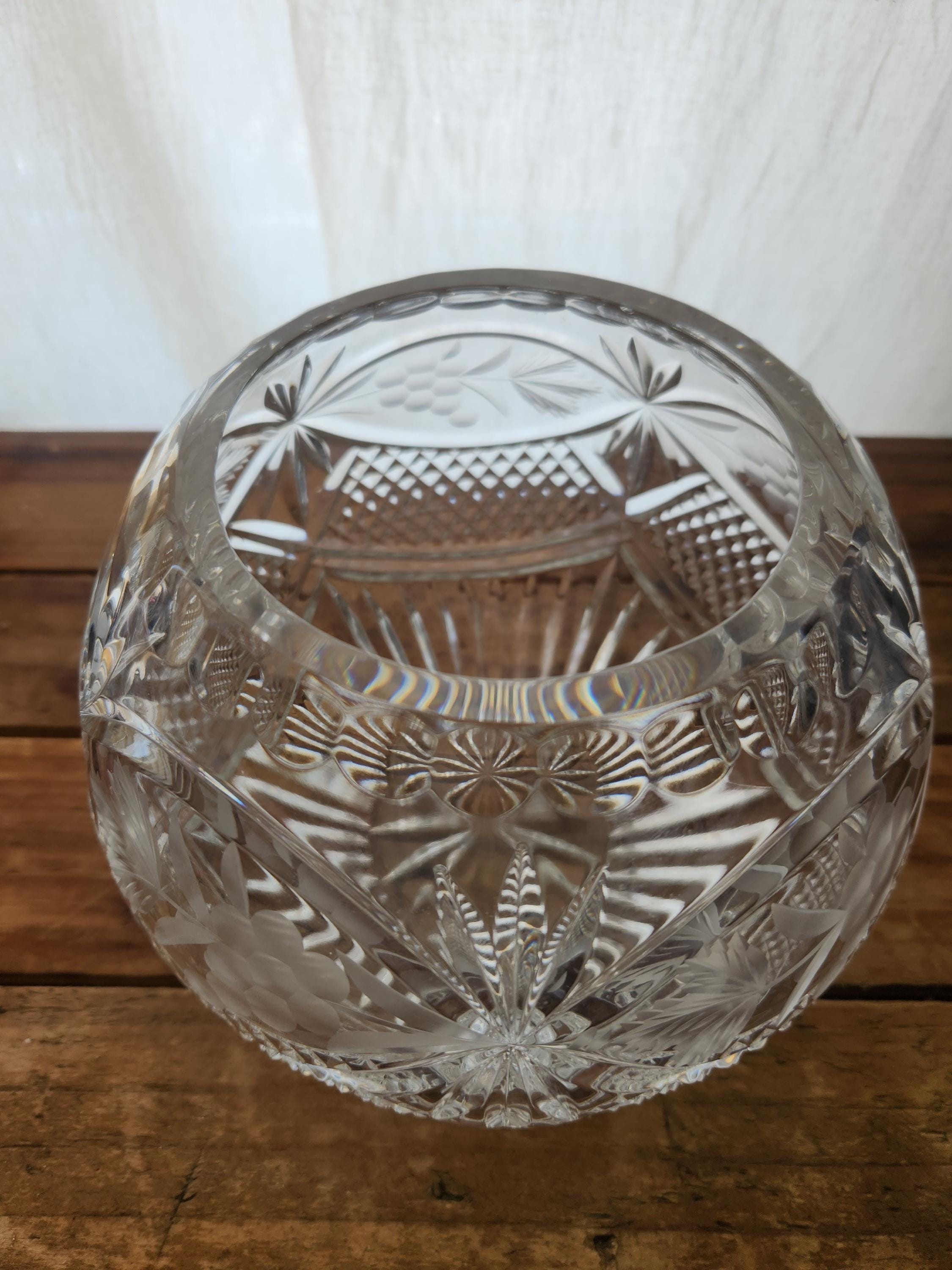 ヴィンテージ ゴーハム エッチング ブドウの木 幾何学模様 クリスタル