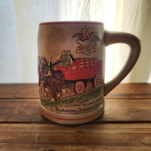 Vintage Ceramic Ceramarte Budweiser Clydesdale Horses Beer Mug