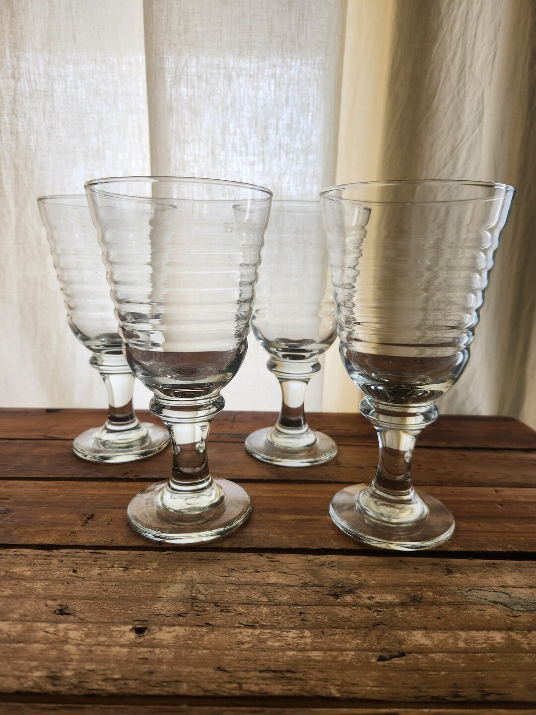 Libbey Ribbed Glassware Vintage Set of 4 Libbey Ribbed Water Goblets - Etsy New Zealand
