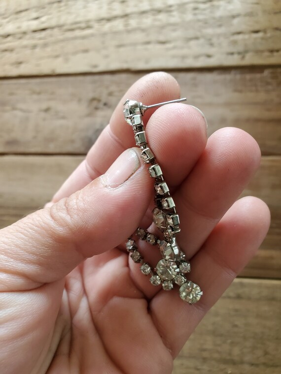 Long Sparkling Clear Rhinestone Loop Post Stateme… - image 3