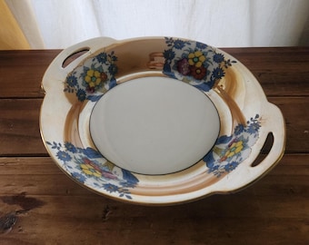 Vintage Boho Peach Floral Lusterware Porcelain Hand Painted Noritake Bowl, Japan