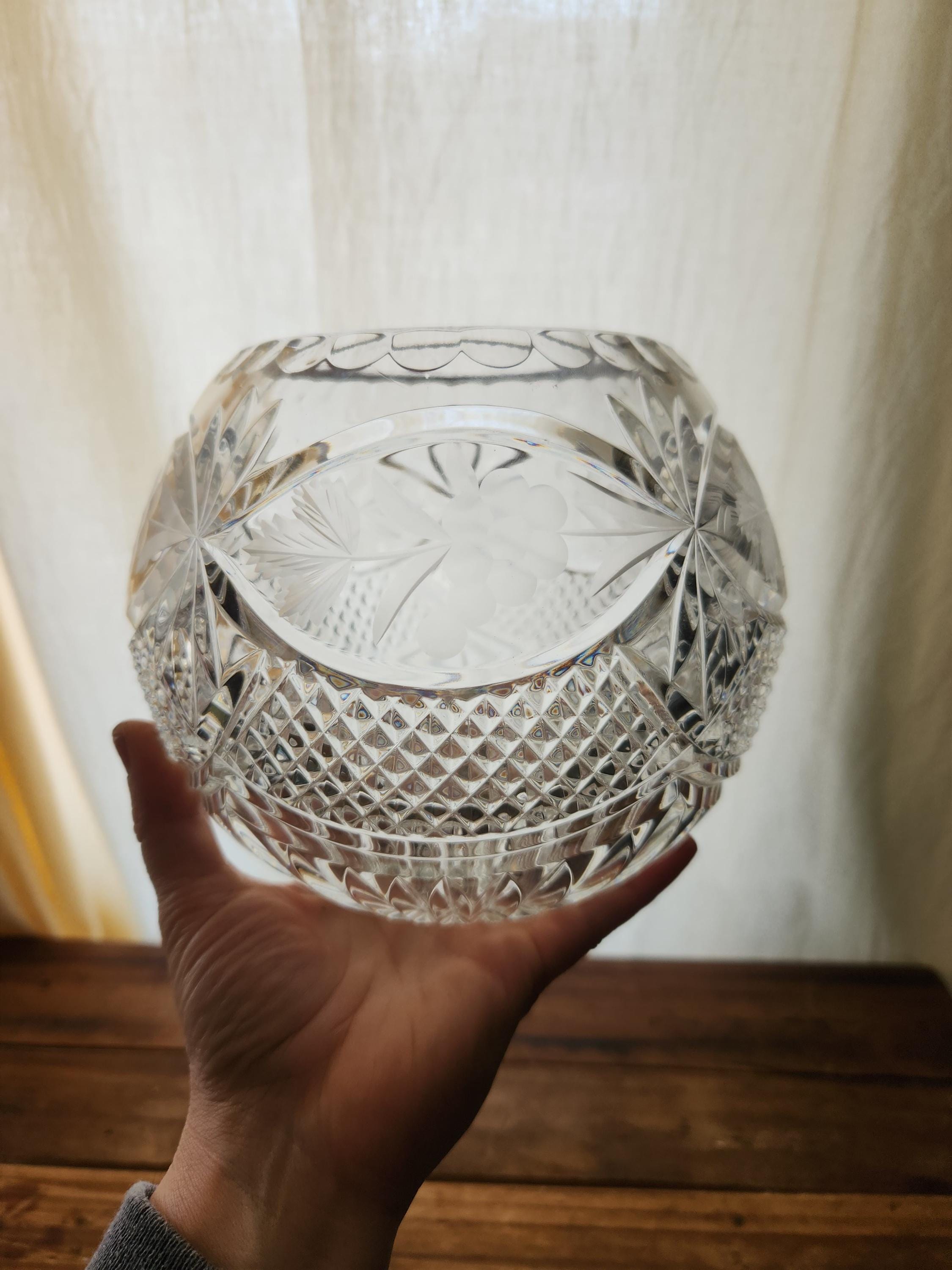 ヴィンテージ ゴーハム エッチング ブドウの木 幾何学模様 クリスタル