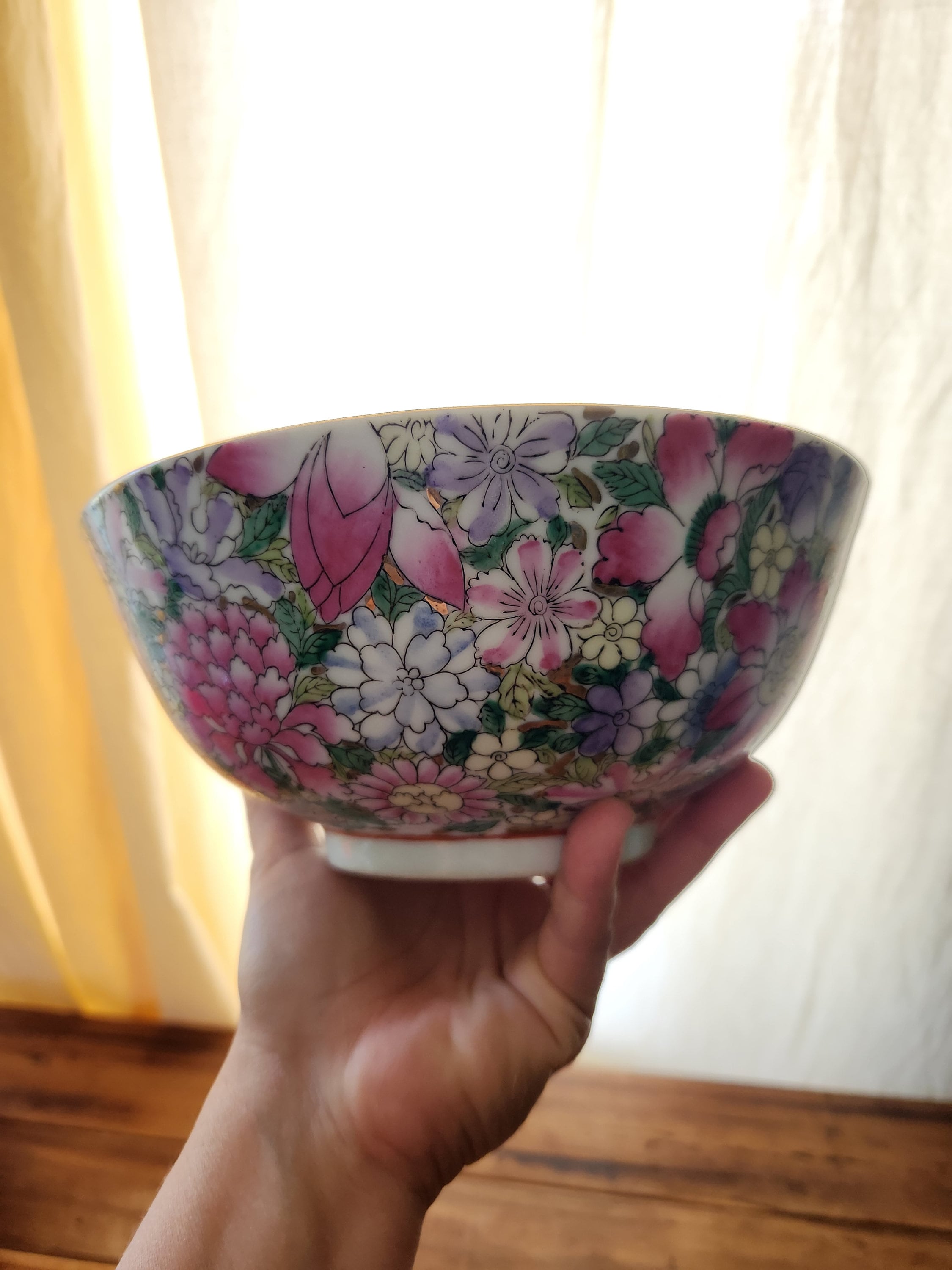 ヴィンテージ磁器製中国花柄金縁サービングボウル - Etsy 日本