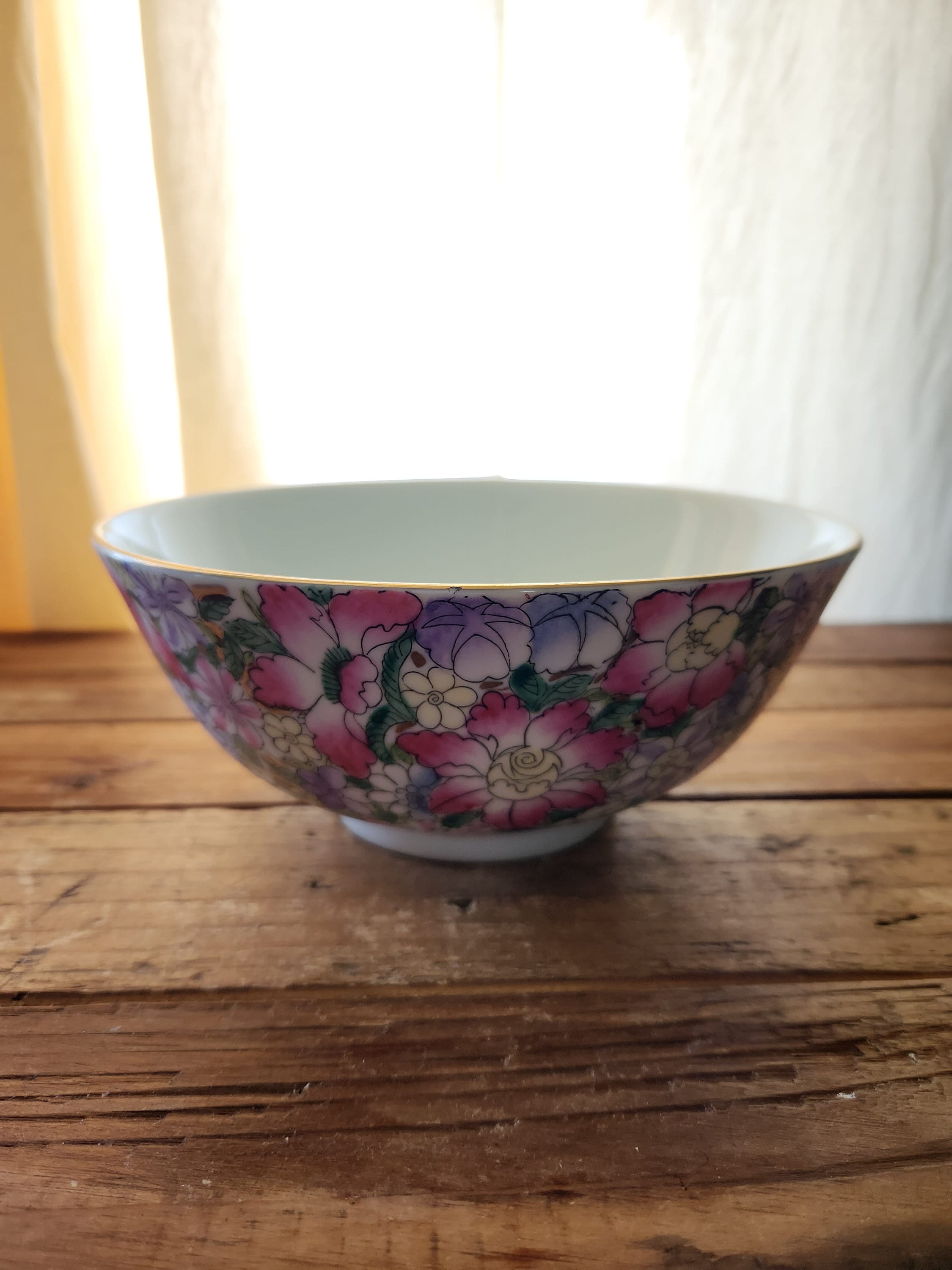 ヴィンテージ磁器製中国花柄金縁サービングボウル - Etsy 日本