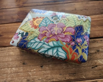 Vintage Colororful Floral Horchow Porcelain Jewelry Box, Japan