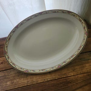 Vintage Porcelain W.H. Grindley Large Oval Floral Serving Platter, 16 inch