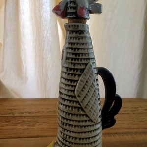 Collectable Vintage Ceramic Rooster Shaped Figurine Corked Bottle