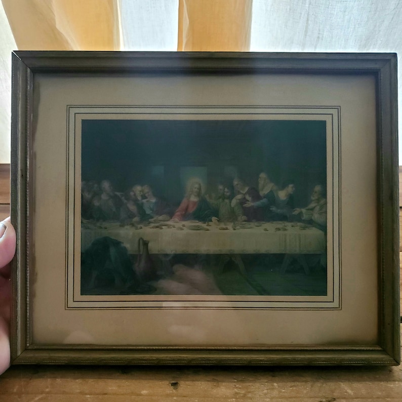 Vintage Framed Last Supper Print 8.5x11 Inch Etsy