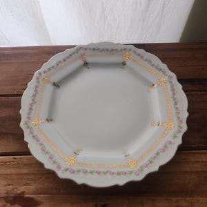 Vintage Porcelain Bavaria Floral Rose Gold Trimmed Small Dessert Plate