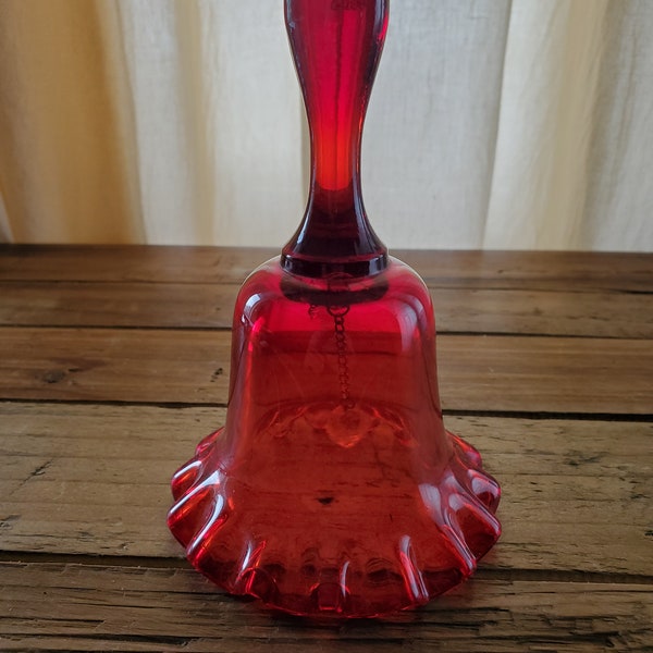 Vintage Ruby Red Glass Christmas Decor Bell