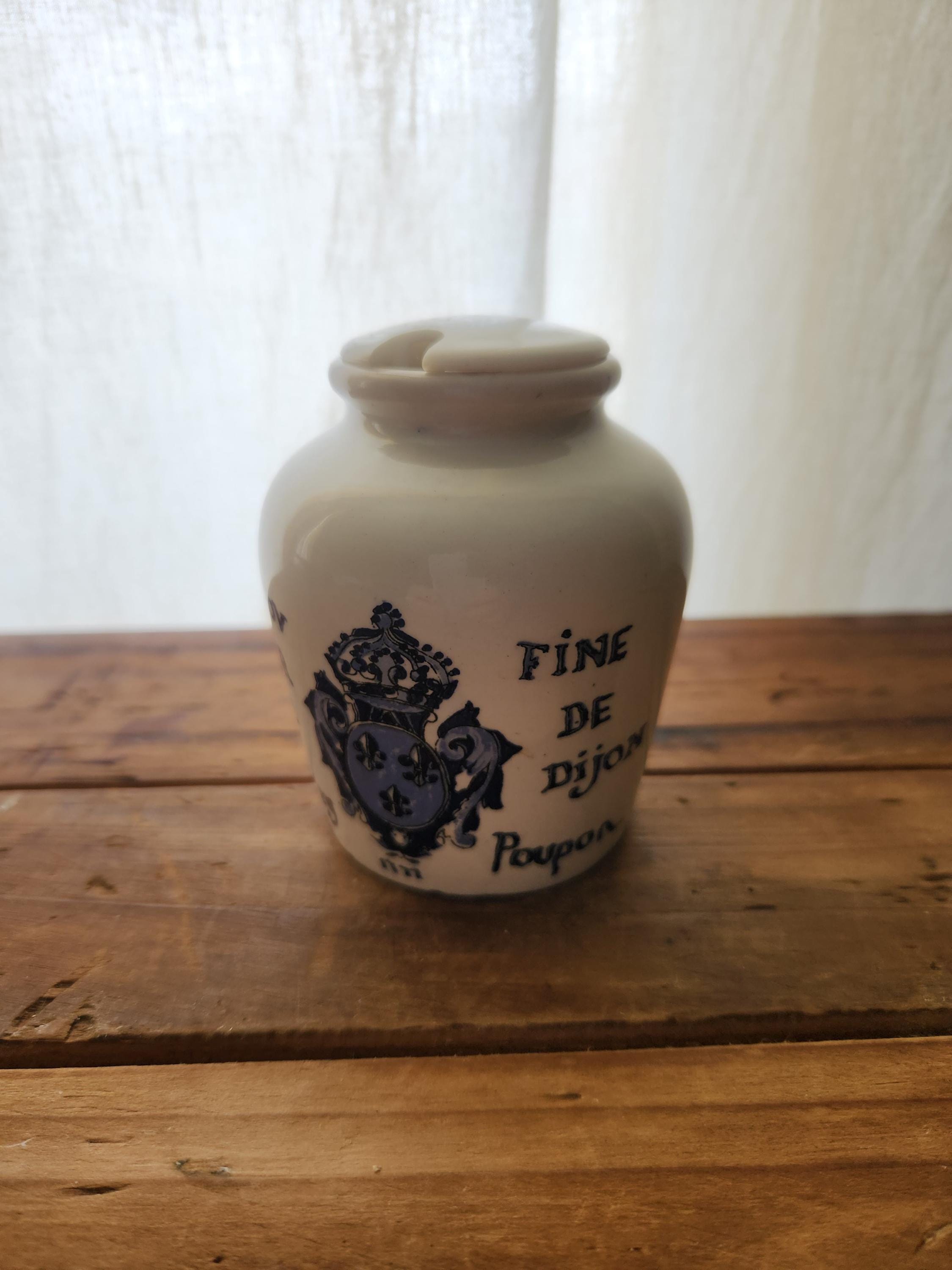 ヴィンテージ セラミック ホワイト & ブルー フレンチ グレー プーポン