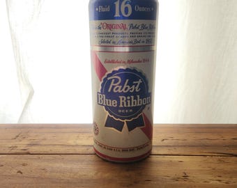 Vintage Man Cave Decor Pabst Blue Ribbon 16oz Empty Beer Can