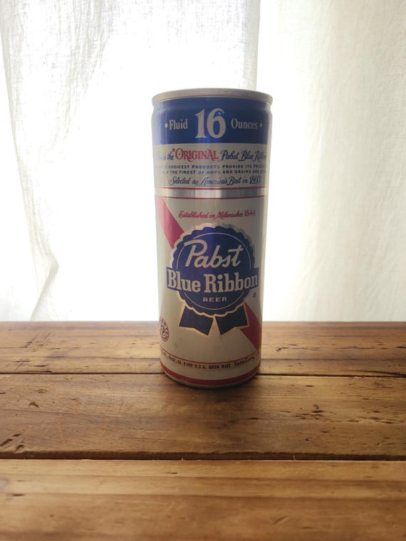Vintage Man Cave Decor Pabst Blue Ribbon 16oz Empty Beer Can - Etsy