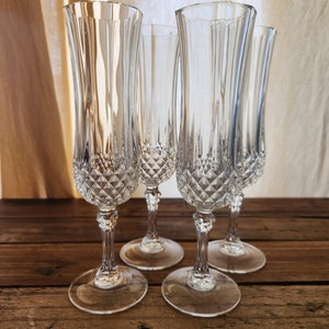 Vintage Set of 4 Cristal D'Arques Durand Champagne Flutes, France