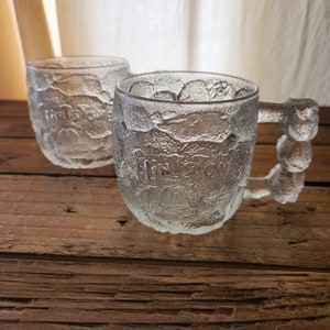 Set of 2 Vintage 1993 Clear Glass Rocky Road Flintstones McDonald&#39;s Mug