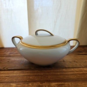 Vintage Porcelain Noritake Bradford Gold Trimmed Lidded Sugar Bowl, Japan