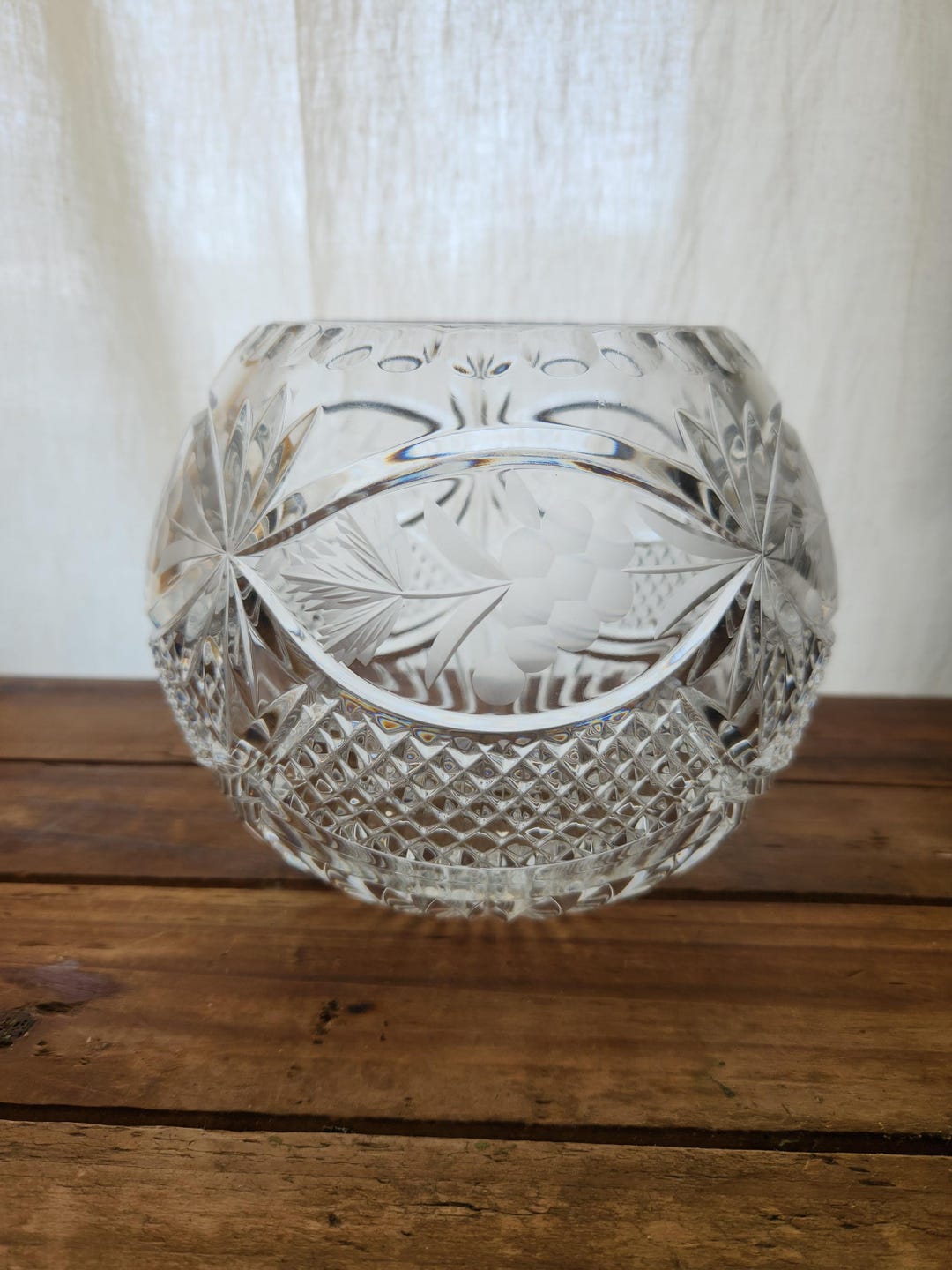 ヴィンテージ ゴーハム エッチング ブドウの木 幾何学模様 クリスタル