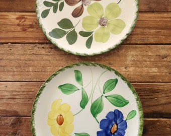 Vintage Boho Set de 2 platos florales de cerámica del sur de Blue Ridge