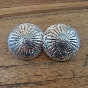 Southwestern Sterling Silver Vintage Domed Circle Mandala Clip On Statement Earringd