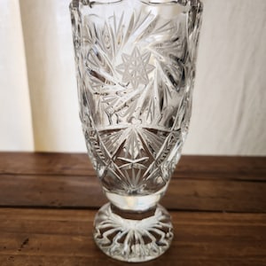 Vintage Crystal Pinwheel Star Mandala Beer Glass or Vase