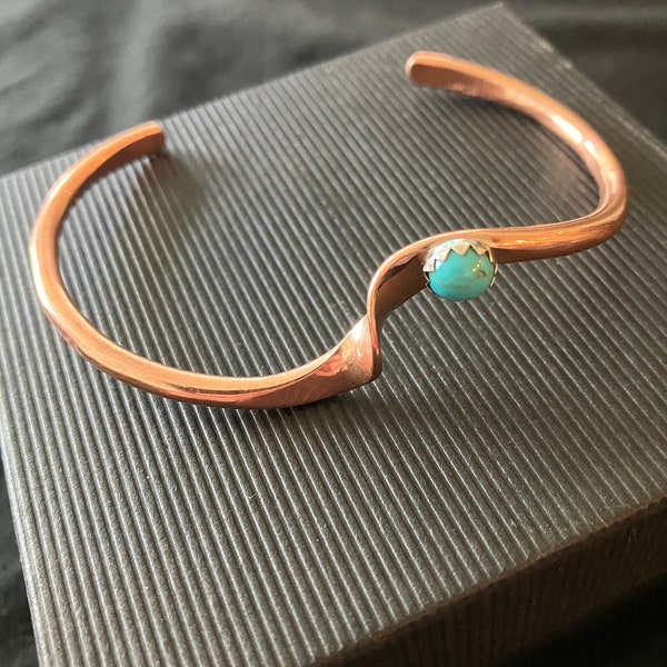 Genuine Copper and Turquoise Cuff style bracelet