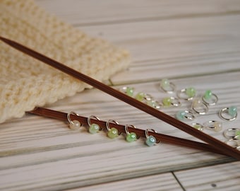 Handmade Snag-Free Stitch Markers: Beaded O-Ring Knitting Markers - Set of 20 with Case