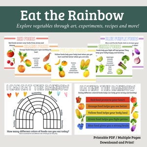 Eat the Rainbow Food Tracker, Printable Chart, Preschool and Kindergarten Printable Checklist