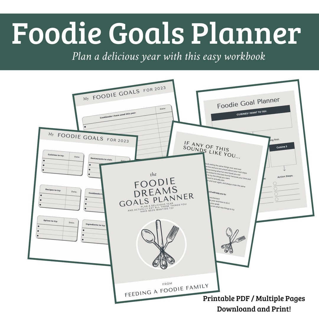 Foodie Goal Planner, Printable Workbook, Food Goal Tracking Sheets - Etsy