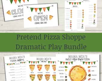 Pretend Play Pizza Shop Printable, Dramatic Play Food, Preschool or Homeschool Activity