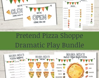 Pretend Play Pizza Shop Printable, Dramatic Play Food, Preschool or Homeschool Activity