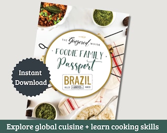 Kids Global Cooking Brazil Recipes- Foodie Family Passport Kit - Homeschool Curriculum, Children&#39;s Kitchen Activities