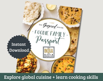 Kids Global Cooking India Recipes- Foodie Family Passport Kit - Homeschool Curriculum, Children's Kitchen Activities