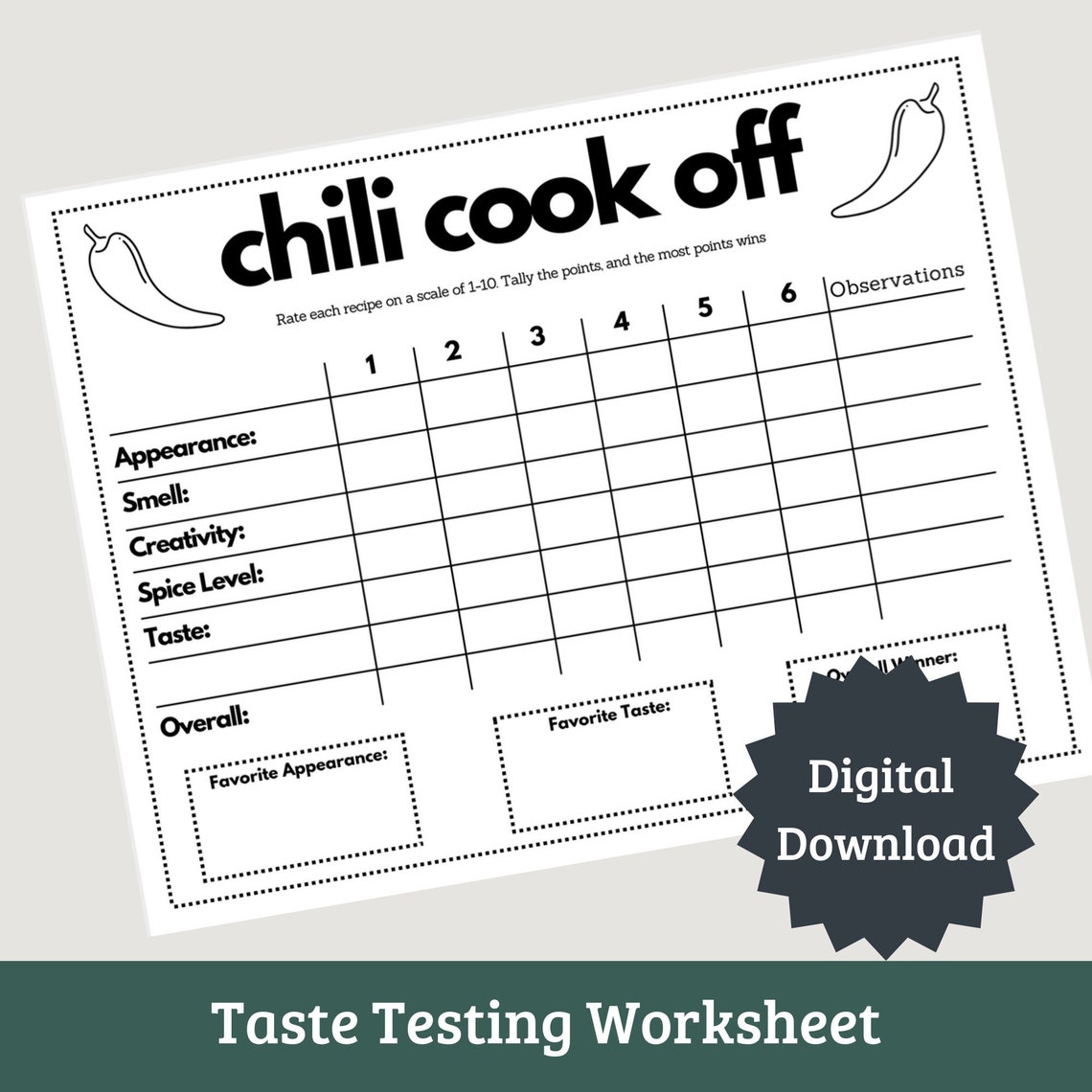 Chili Cook off Taste Testing Scorecard - Il 1140xN.5171429853 E1jh 