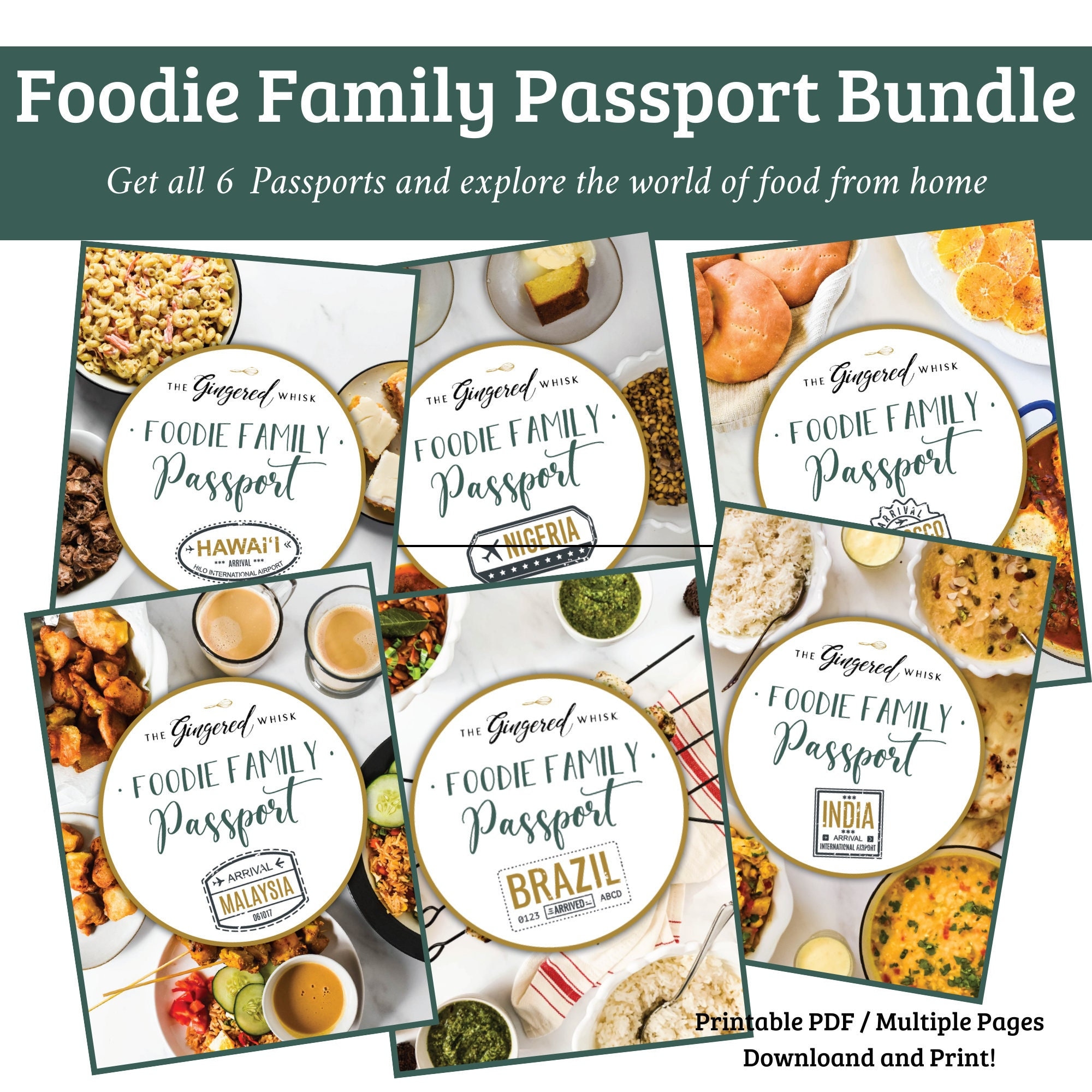 Foodie Passport Bundle - 6 Culinary Explorations for Kids and Families, Homeschool Curriculum, Cooking Activity