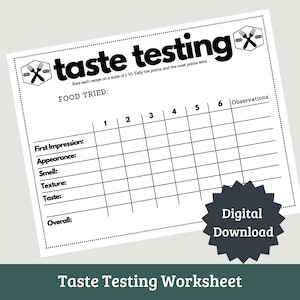 Taste Testing Printable for Cooking Competitions and Tasting Activities