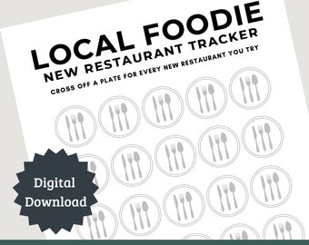 Restaurant Tracker, Local Foodie, Try New Foods, Goals Worksheet