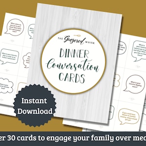 Cartes de conversation pour dîner en famille gourmande, sujets de table imprimables pour enfants, cartes de dîner,