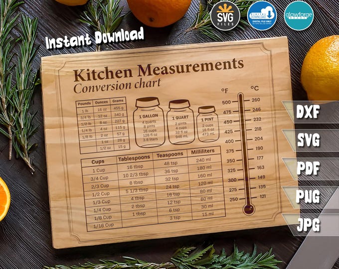 Kitchen Conversion Chart SVG Printable Cooking Conversion Kitchen SVG ...